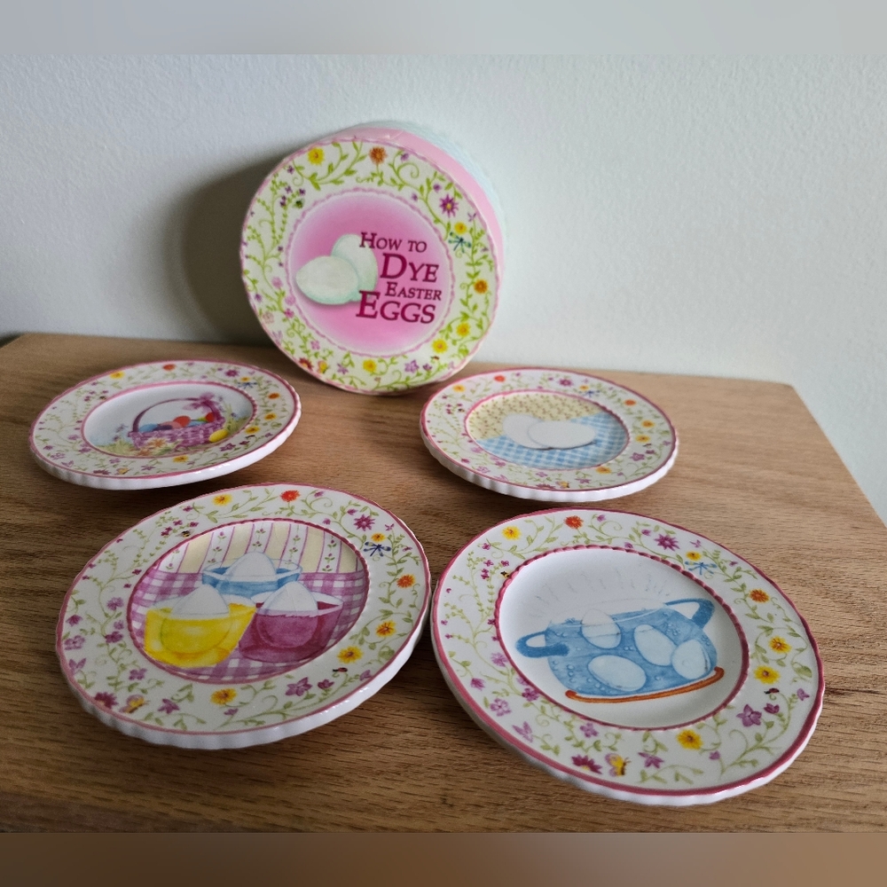 Easter ceramic mini plates, how to dye an egg